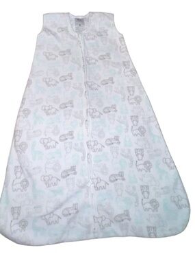 Halo White Baby Sleep Sack with Gray and Light Blue Safari Print